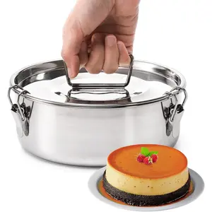 18/8 Stainless Steel Flan Mold, 65 Oz Flan Pan with Lid and Handle, Flanera Flan Maker Mold Compatible with 6 Quart