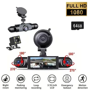 Dash Camera 360 view Dash Camera for Car, Dashcam - 4 Channel 1080P DVR with 64GB Memory Card, Plug and Play, Night Vision, 24/7 Parking Mode Front Rear Left Right, Car Essentials, Cars Accessories