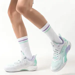 SPORT'S HOUSE 6-Pair Unisex Youth Sports Athletic Socks, Moisture Wicking,Free Size Stripes Mix Cotton, Anti-Odor Antibacterial Grip, All Seasons Breathable Fabric for Basketball, Outdoor Activities