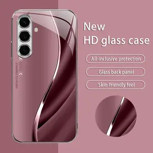 Suitable for [Galaxy S24 Plus] New gradient full coverage simple curved stylish high quality electroplated silver glass protective case affordable anti-drop anti-fingerprint 995