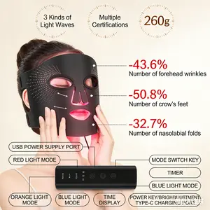 Red Light Therapy for Face, Enhance LED Face Mask Light Therapy for Acne, Wrinkles & Skin Rejuvenation, 3 Light Modes & Timing Settings, Eye Protection, Portable LED Face Mask Home Skincare