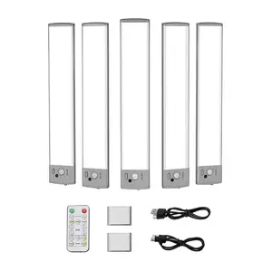 fathersdaygift VEVOR Under Cabinet Lighting, 5 PCS, 68 LED Motion Sensor Lights, Rechargeable Battery Operated Closet Lights with Remote Control, Wireless Under Counter Light for Cabinets, Bookshelf, Stair, Hallway