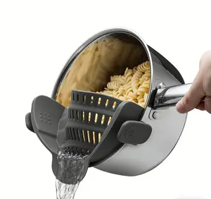 Adjustable Silicone Clip-On Pot Strainer Universal Food Draining Tool for Pasta Veggies & More 1 Pack Kitchen Time-Saver Flexible Heat-Resistant Extendable