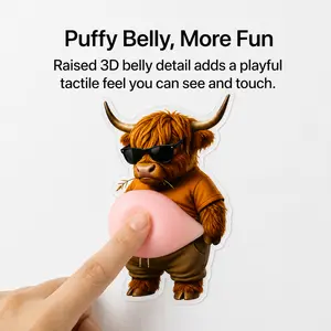 Funny Highland Cow Fidget Sticker - 3D Soft Belly Decompression Toy