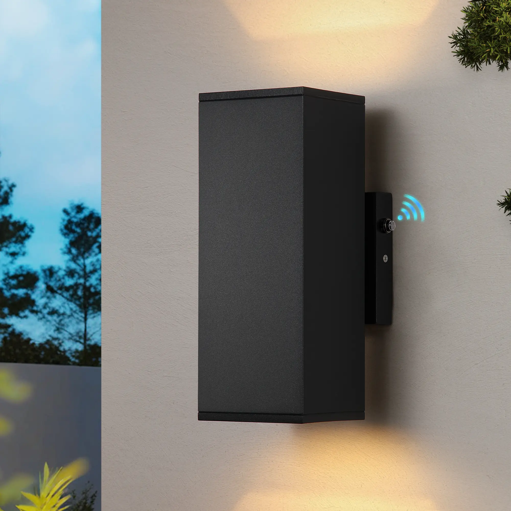 Muti-Pack Dusk to Dawn Outdoor Wall Sconce, 12W 2700K Up and Down LED Wall Light with Photocell Sensor, Wet Rated Matte Black Die-cast Aluminum Exterior Wall Lantern, Hardwired 120V for Porch, Patio, Yard, Garage, Shower Room