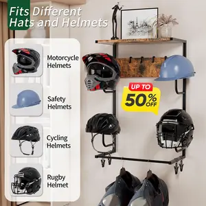 Helmet Holder Wall Mount 4 Clip and 4 Hooks Motorcycle Helmet Holder Wall Mounted Motorcycle Helmet Hanger Wall Mount for Storing Motorcycle Accessories