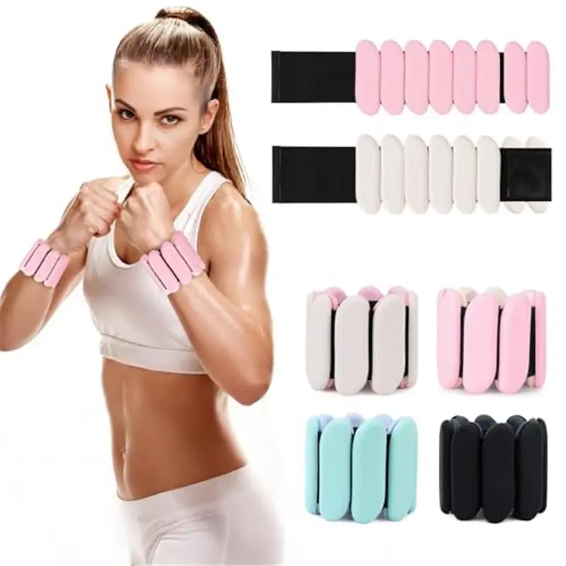 Women's 2-Piece 2lb Adjustable Waterproof Slip-Proof Silicone Wrist Ankle Removable Weights, Wearable Bracelets for Yoga, Walking, Strength Workout & Working Out Equipment