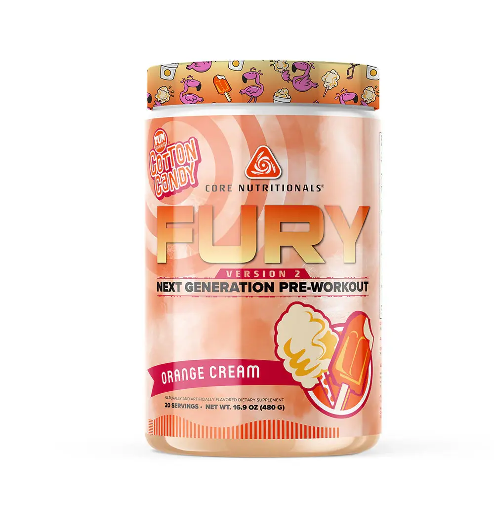 Core Nutritionals Fury Pre-Workout Fitness Supplement - Caffeine-Containing Energy Boost Powder for Adult US Fitness Enthusiasts, Contains Caffeine