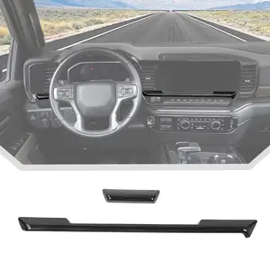 Interior Center Console Dash Panel Trim Overlay for 2022-2023-2024 Chevrolet Chevy Silverado, Durable Carbon Fiber Finish Black Wood Grain Cover Car Interior Accessory Decoration Kit Truck Decals Sticker Frame