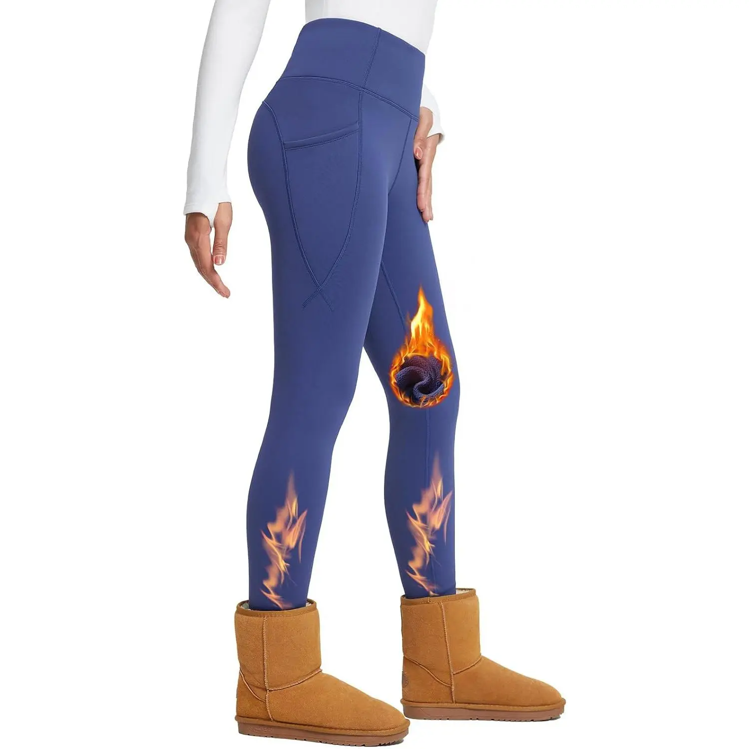 BALEAF Women's Classic Fashion Extra Warm Thick Fleece-Lined Athletic Basic High-Waisted Tummy Control Winter Thermal Leggings for Snow Skiing