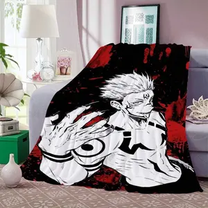 Anime Nap Blanket Sofa King Size B-Sukuna Warm Bed Fleece Camping Custom Fluffy Soft Blankets for Winter Microfiber Bedding