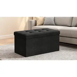 Folding Storage Ottoman Bench,Mazie Collection 30" Folding Storage Ottoman Bench, Footrest, End-of-Bed Bench, Storage Chest, 660 lbs Capacity, for Living Room Bedroom Entryway, Ink BlackSolo Hot Shop