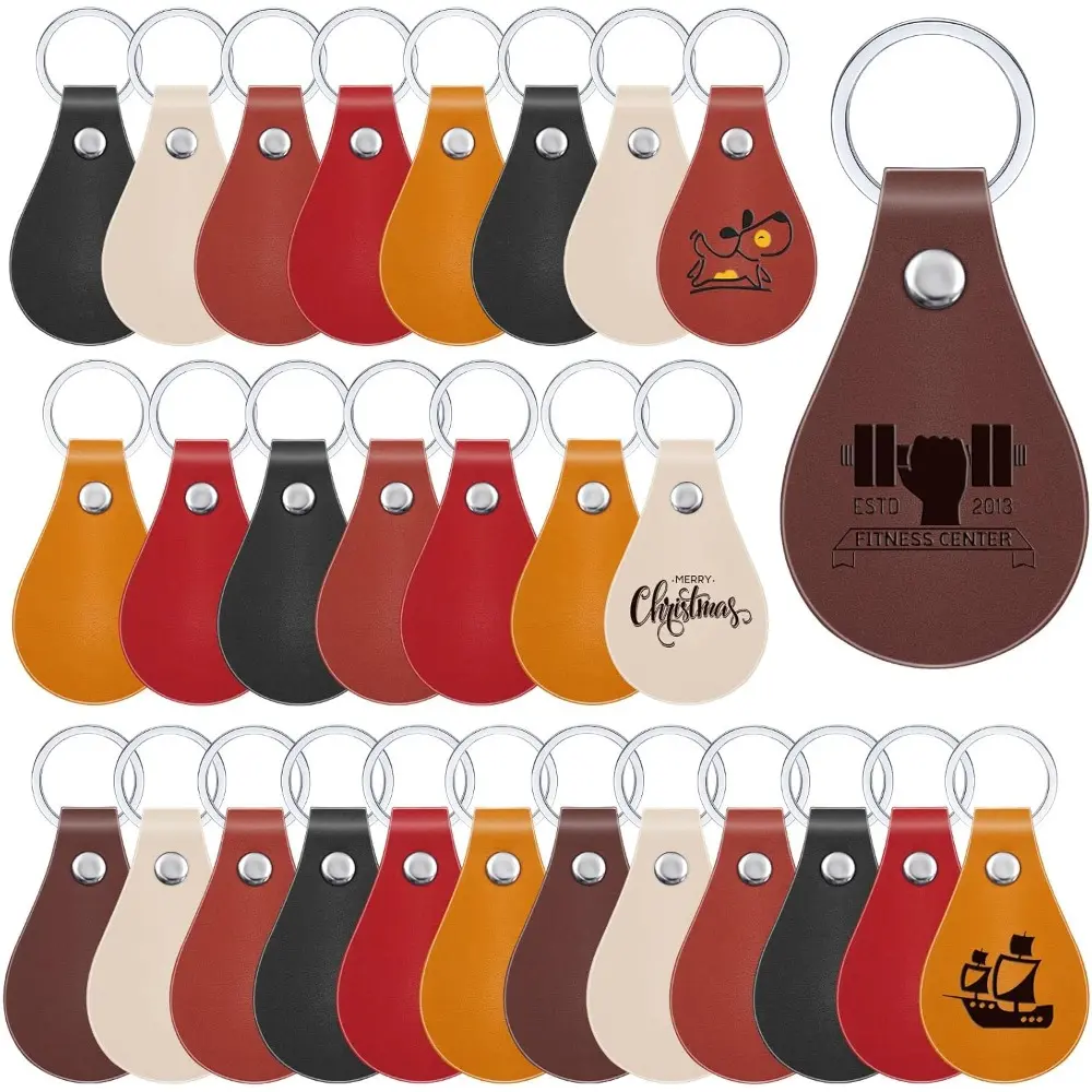 30 Pcs Leather Key Fob Kit for DIY Craft PU Blanks with Rivets and Key Ring for Laser Engraving Keychain(Multi Colors) jewelry