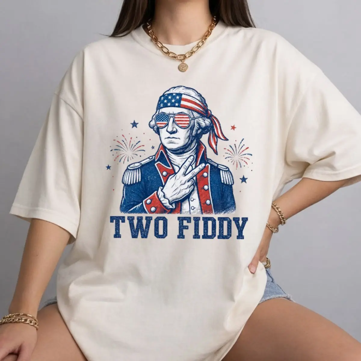 Comfort Colors Two Fiddy George Washington T Shirt, Patriotic Meme, 4th Of July Shirt, Founding Fathers Tee, Unisex Short Sleeve Tee, Classic Streetwear