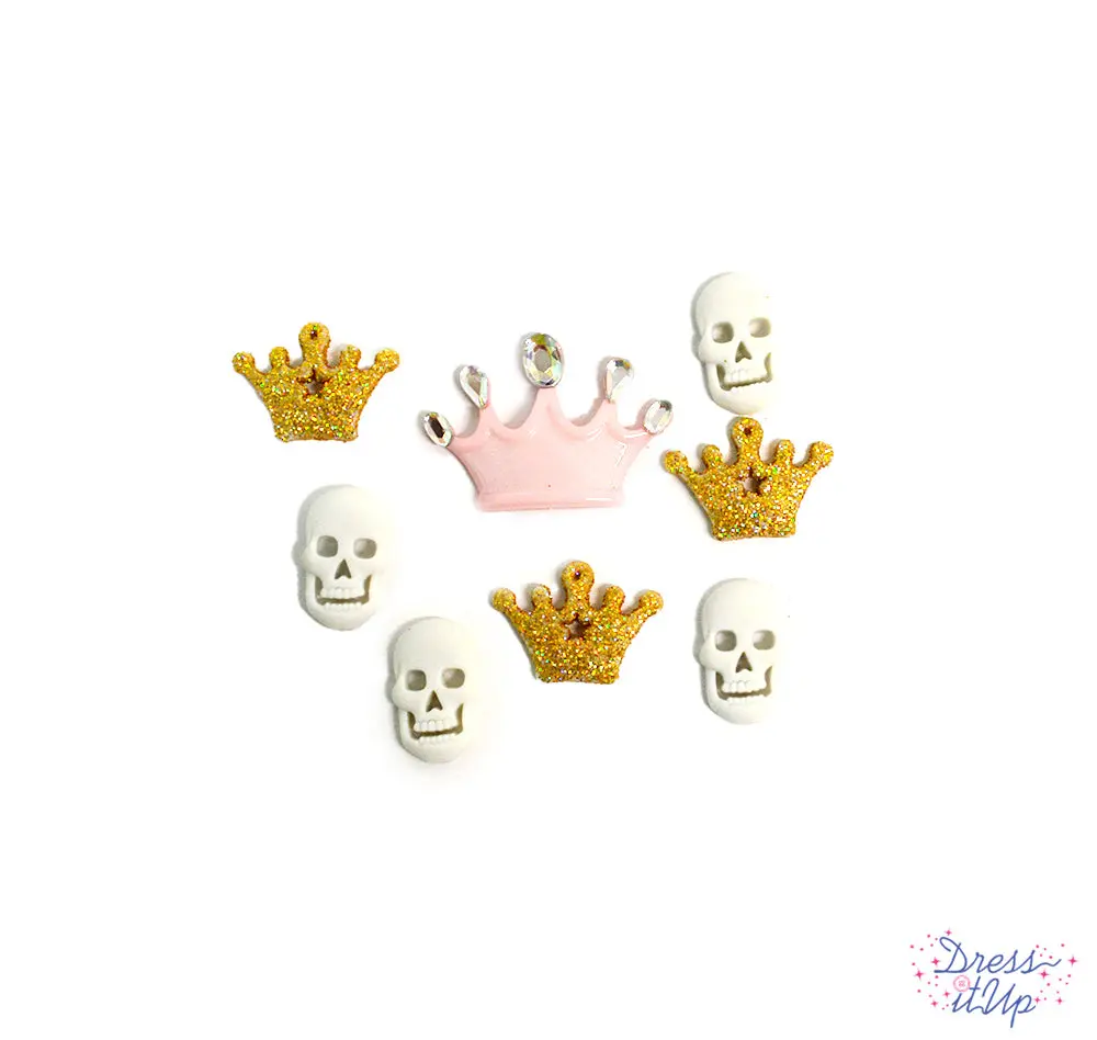 Girl Punk Crown Skull Themed Buttons