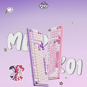 Cute My Little Pony Wireless Mechanical Keyboard with 101 Keys RGB Lighting, Custom Linear Switches and Triple Connection Options, Ergonomic Design for Work or Gaming