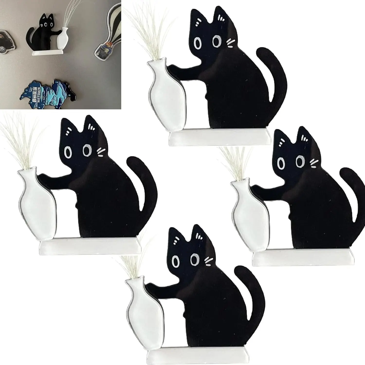 1/2/4/6/8 PCS Cat Whisker Keepsake Magnet Acrylic, Cat Whiskers Holder, Acrylic Memorial Decor Refrigerator Magnet, Pet Memorial Decor Refrigerator Ornament, Cute Desk Wall Decor Cat Fur Holder for Animal Collection Lovers, Fridge Magnets, Home Decor