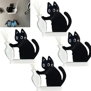 1/2/4/6/8 PCS Cat Whisker Keepsake Magnet Acrylic, Cat Whiskers Holder, Acrylic Memorial Decor Refrigerator Magnet, Pet Memorial Decor Refrigerator Ornament, Cute Desk Wall Decor Cat Fur Holder for Animal Collection Lovers, Fridge Magnets, Home Decor