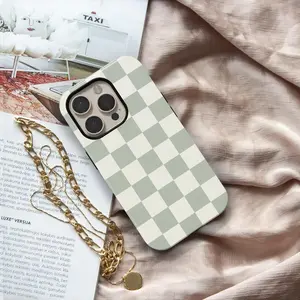 Sage Green Checkered Phone Case Green Checkerboard iPhone 16 15 14 13 12 11