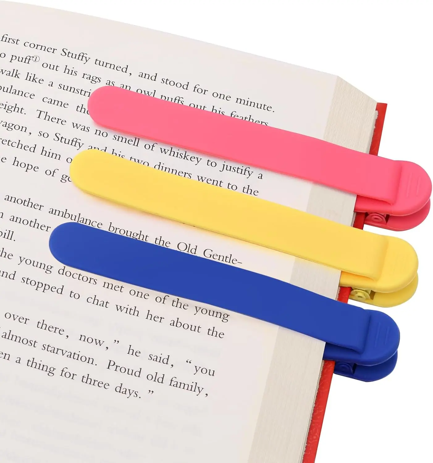 3Pcs Silicone Automatic Clip-On Page Markers Set - Cute, Playful, Soft Smart Bookmarks with Soft Silicone Grip for Book Lovers, Office Stationery Reading Accessories Gifts