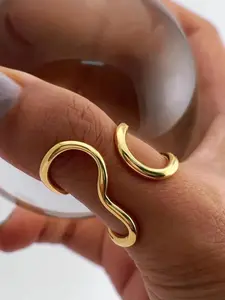Minimalist Temperament Irregular Line Design Cuff Ring, Stainless Steel Ring, Fashion Rings, Fashion Accessories for Women & Girls, Trendy All-match & Exquisite Jewelry for Birthday Gift, Trendy Jewellery Accessories