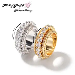 10MM Rings For Men Synthetic Moissanite Iced Out Anniversary Bling Band Mens Rings Fashion
