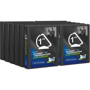 D-Ring Basic View Binder 1 inch 3 Ring Binders, Hold 225 Sheets of 8.5" x 11" Paper, 12 Pack (Black)