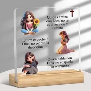 Acrylic Plaque, 1 Count Religious Themed Desktop Ornament, Christian Gift, Wooden Cross Decorations, Home Decor for Living Room Bedroom, Room Decor, Home Decor, Signs, Home Decor Products