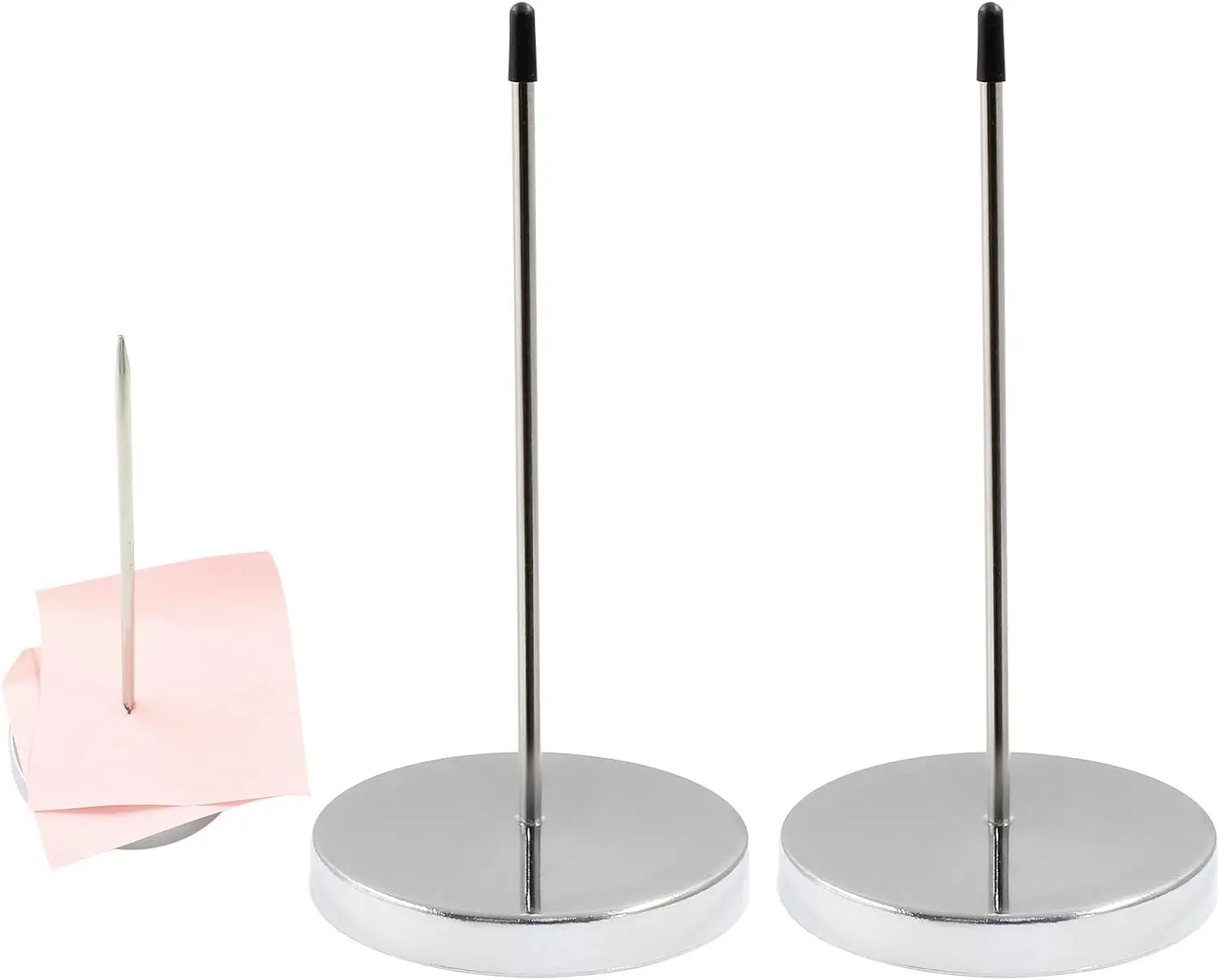 2-Pack 5.5 inches Silver Stainless Steel Freestanding Receipt Holder Spike, Office Stationery, Desk Organizer with Detachable Rubber Sleeve & Excellent Stability, Desk Accessories for Restaurant Bill Tickets, Work Organizer, Desk Setup