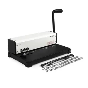 PT1202 Coil Binding Machine, 3:1 Pitch, 32 Hole Punch for Spiral & Click Binding Spines, Metal Spiral Binder Hole Punch, Punches 12 Sheets at a Time