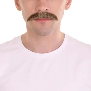 Men's Mustache Genuine Human Hair for Cosplay and Performance, Multiple Color
