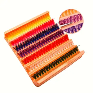 140 Individual Lashes Cluster 14mm Colorful Eyelash Extension Kit, 7 Colors Available, DIY Dramatic Lashes Natural Clusters False Lashes, Volumized False Eyelashes, Perfect for Beauty Enhancements, Eyelash Extensions Kit