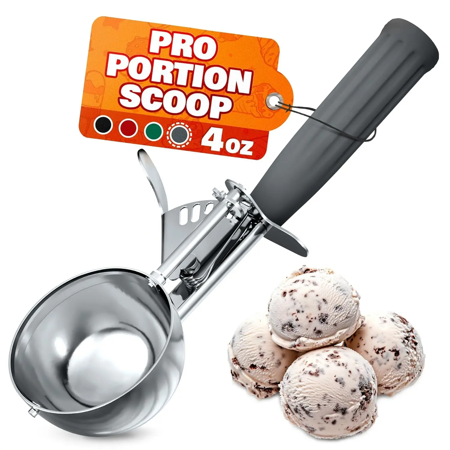 Reluen #8 Trigger Release Ice Cream Scoop - 4oz Stainless Steel, Sturdy, Rust-Resistant Kitchen Utensil for Food Prep, Baking, Ergonomic Design for Precise Portions, Dishwasher Safe, 0.17kg, 8.74"l x 2.75"w, Ideal for Home Cooks, Great Gift