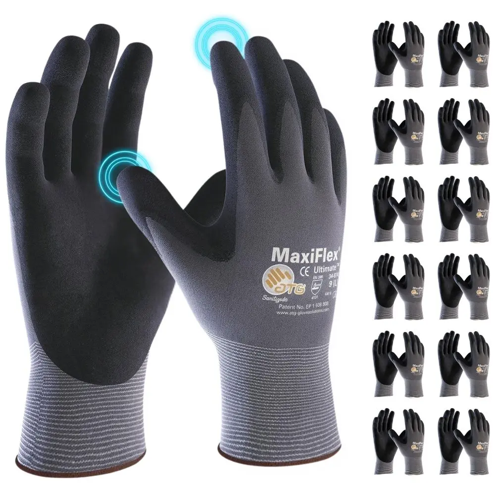 24 Pairs MaxiFlex Gloves Nitrile Micro-Foam Grip Palm & Fingers for Excellent Grip and Abrasion Resistance - Ideal for Cleaning and Hand Protection