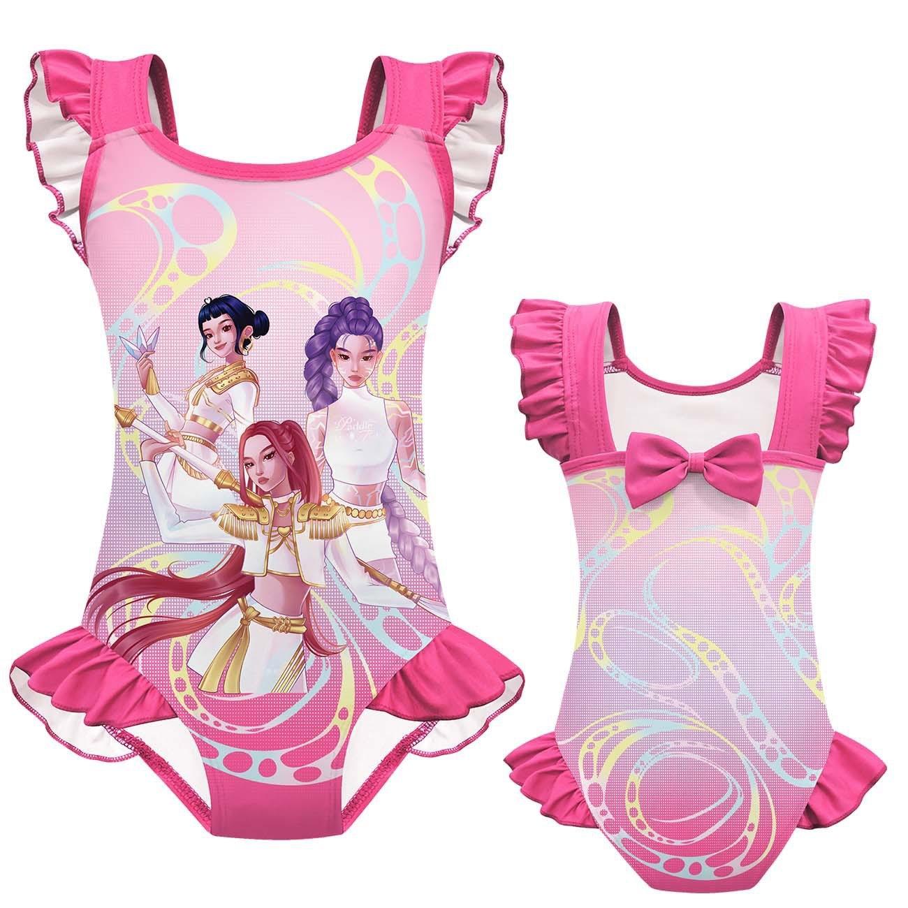 2026 New Arrival: K-Pop-Style "Demon Huntress" Girl Group Outfit — High-Stretch, Lace-Trimmed One-Piece Swimsuit & Cosplay Set