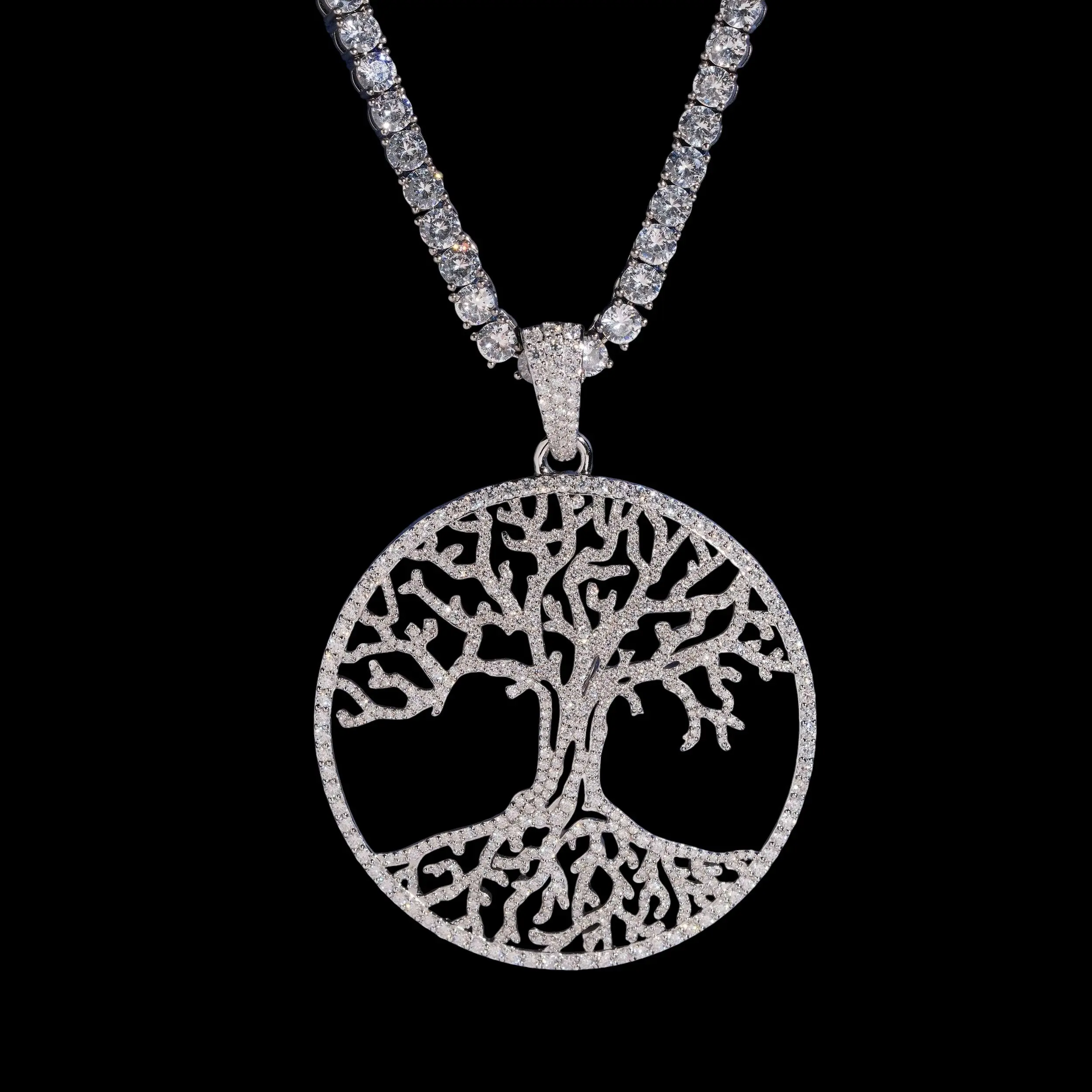 Circle Tree of Life Pendant Lab Diamond – 14k Gold