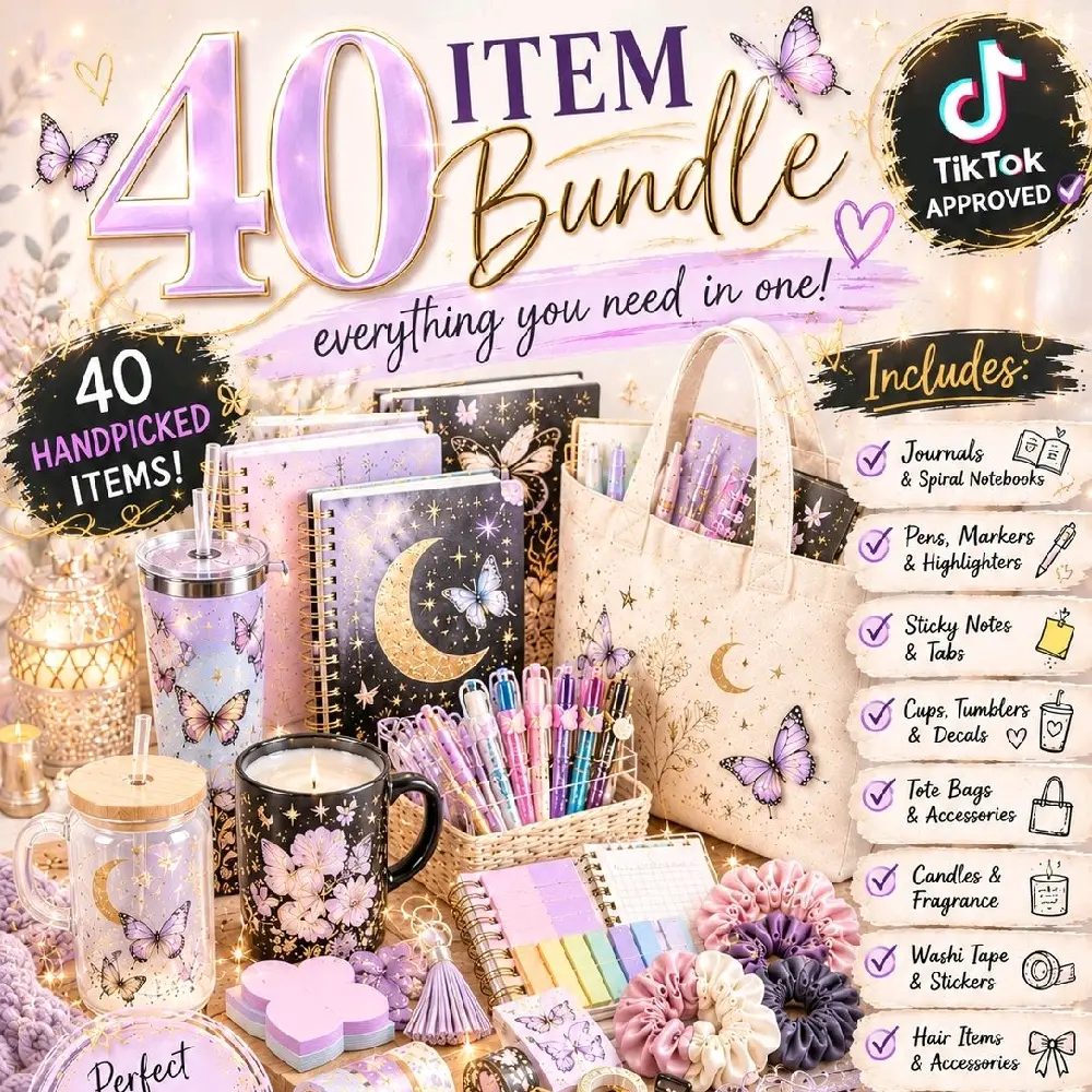 Mangos Bookish Bundles 40-Piece item Office Stationery Bundle, may Include Gel Pens, Travel Notebook (157×210mm), Diary & Assorted Art & Lettering Supplies items may vary