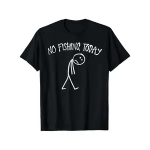 No Fishing Today Humorous Sad Face Fishermen T Shirt Designed For Fans Of Minimalist Style