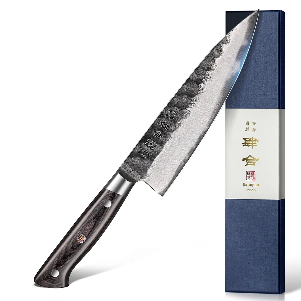 Kanngousaku KG84 Series 8‘’ Japanese Chef Knife - Christmas Gift for Men, Dad, Husband and Friends,Black Forged Kitchen Knife with Premium Gift Box,Multipurpose Cooking Knife for Meat Prep,Precise Cuts,Daily Prep and Home Kitchen Use and Special Occasions