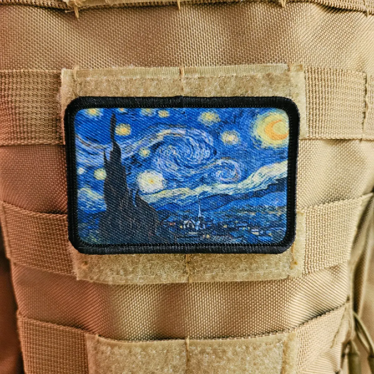 starry night Vincent van goh 2x3 inch patch with hook and loop