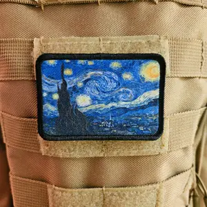 starry night Vincent van goh 2x3 inch patch with hook and loop