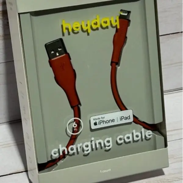 Heyday 6ft Red USB-A to iPhone Charging & Data Cable for Apple iPhone & iPad High-Quality Charging Solution for Daily Use and Travel
