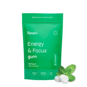 Neuro Energy Caffeine Gum/Mints for Energy & Focus (90 Pieces) - Sugar-Free with L-theanine, Caffeine, Vitamin B12 & Vitamin B6 - Spearmint Flavor