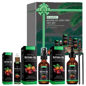 Batana Essential Oil Set, for Eyelashes & Hair, Deep Scalp Care, Smooth Frizz, Silky, Soft Silky Hair, Promote Thicker Healthier Hair, Multi-Purpose Care Gift Box.(Including Roller Ball essential oil, spray essential oil, dropper essential oil)