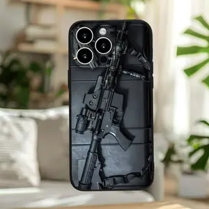 Phone case: Minimalist Futuristic Tactical Rifle Print Full-Body Black Phone Case for iPhone 17 Pro Max/11/12/13/14/15/15 Pro/15 Plus/15 Pro Max/X/XS Max/XR/11 Pro/12 Pro/13 Pro/14 Pro/12 /13 /11 Pro Max/12 Pro Max/13 Pro Max/14 Pro Max/14