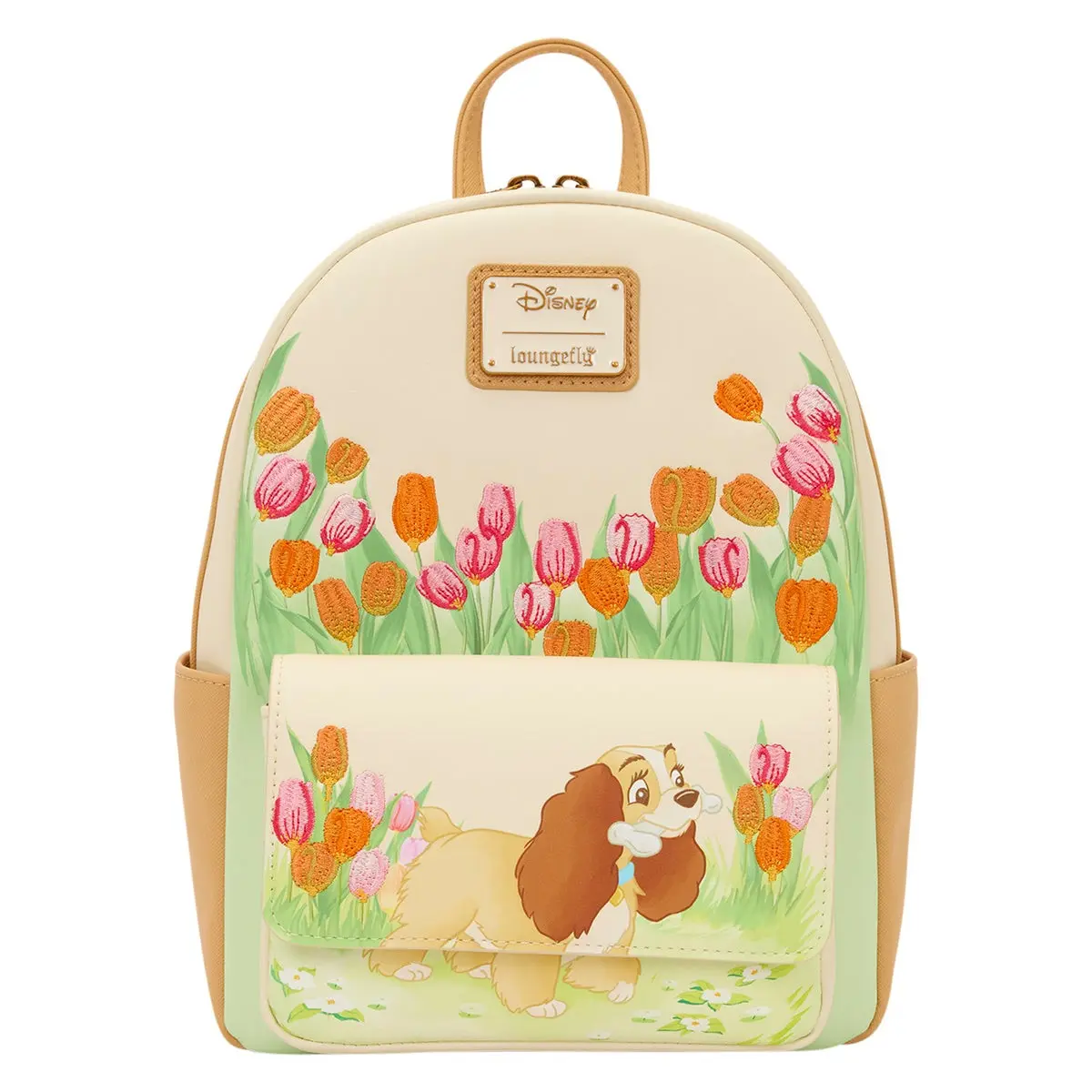 Loungefly Disney Lady and the Tramp Pastel Tulip Floral Mini Backpack with Embroidered Details, Everyday Carry Collectible, Flowers, Collectibles, 19 Cm W X 25.4 Cm H X 10 Cm D