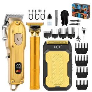 LQT All-In-One Gold Men's Hair Cutting & Grooming Set, Cordless Rechargeable Hair Clipper, Precision Trimmer & Shaver with Smart LCD Screen, Complete Home Barber Kit with All Accessories, Save Money on Barbers for All Ages & Daily Grooming Needs