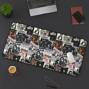 Horror Movie Enjoyer Desk Mat, Halloween Scary Scream Terrifier Desk Pad, Horror VHS Mouse Mat, Dark Cottagecore Aesthetic Mat, Spooky Halloween Desk Decor