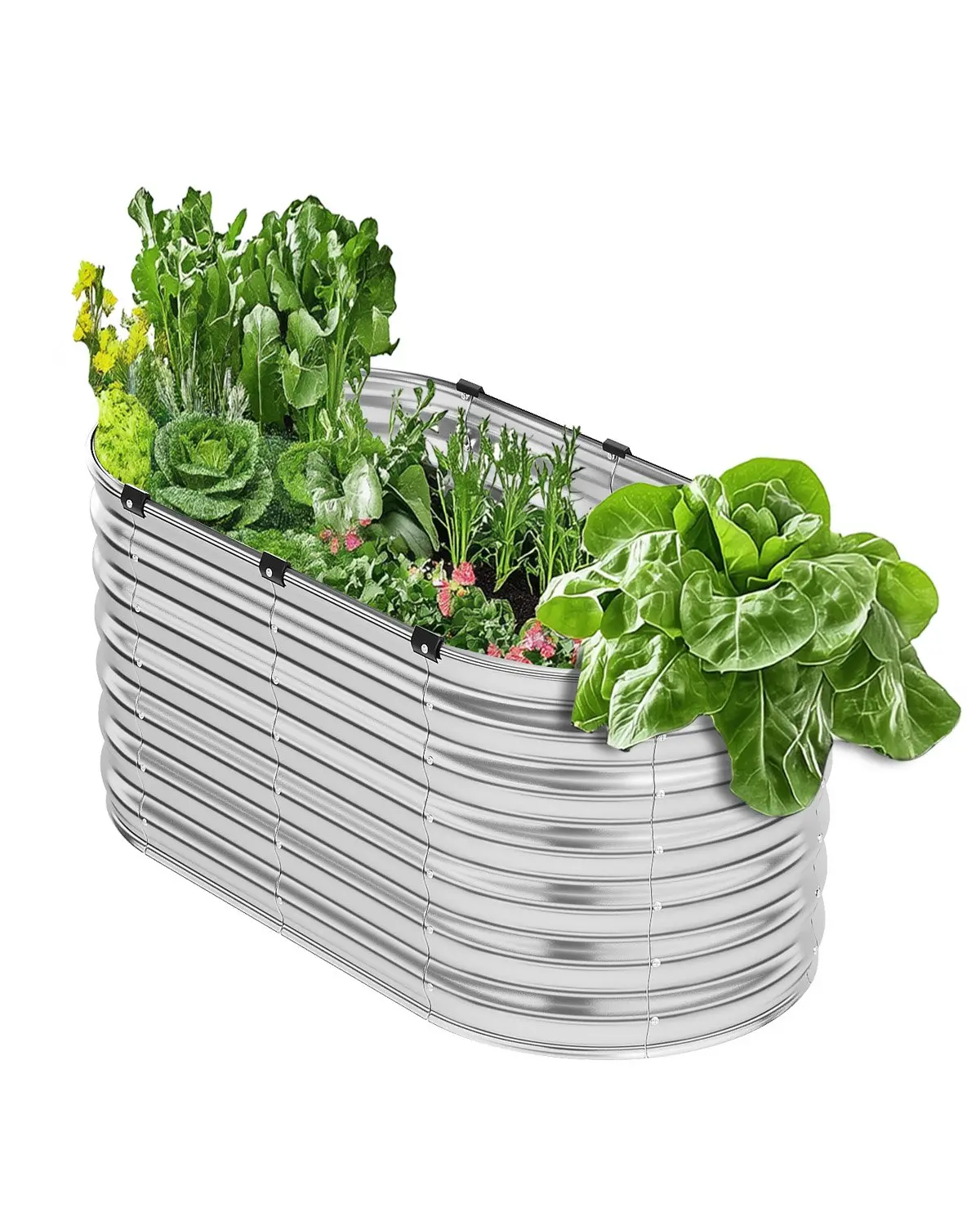 【Summerfinds】VEVOR Galvanized Metal Raised Garden Bed4x2x2 ft Silver Elevated Planting Box with Open BottomOutdoor Planting Boxes for VegetablesFlowersHerbsSucculent Planter PotsPlanters for Outside, Elevated Planting Boxes