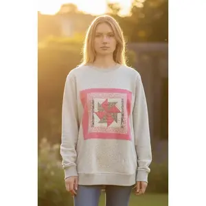 Spring Patchwork Crewneck • Vintage Quilt Patch Pullover • Pastel Cottagecore Sweatshirt